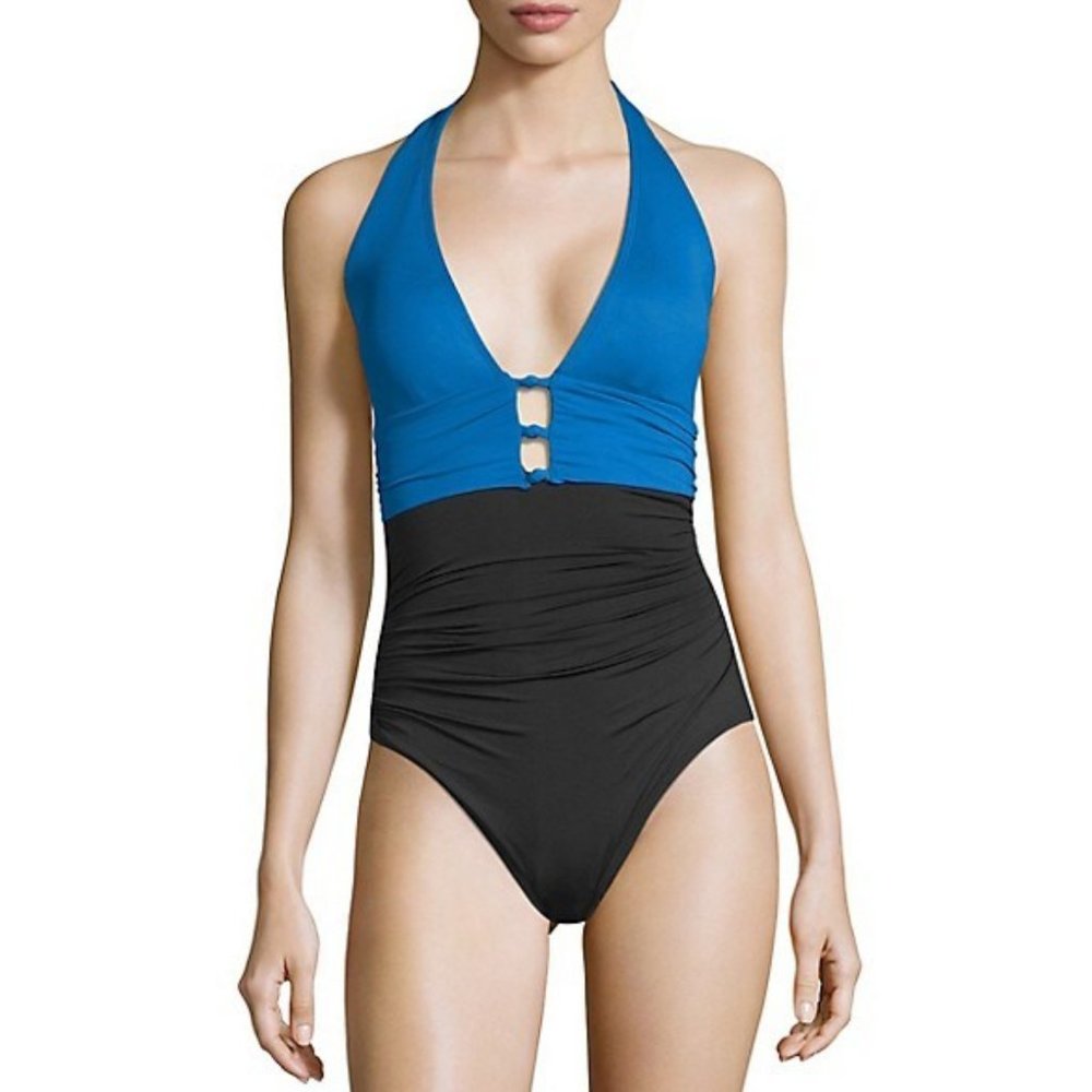 NWT Lauren Ralph Lauren Black/Blue One Piece swimsuit